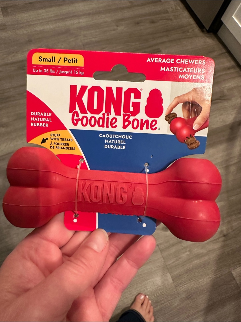 KONG Goodie Bone Dog Toy Small Red Treat Dispensing Chew Toy NWT